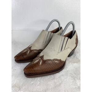 Vintage Nine West Brown Two-Tone Western Booties Women’s Size 7.5